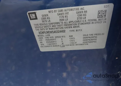 2010 Chevrolet Equinox Lt from USA, damaged, VIN 2CNFLNEW5A6324402